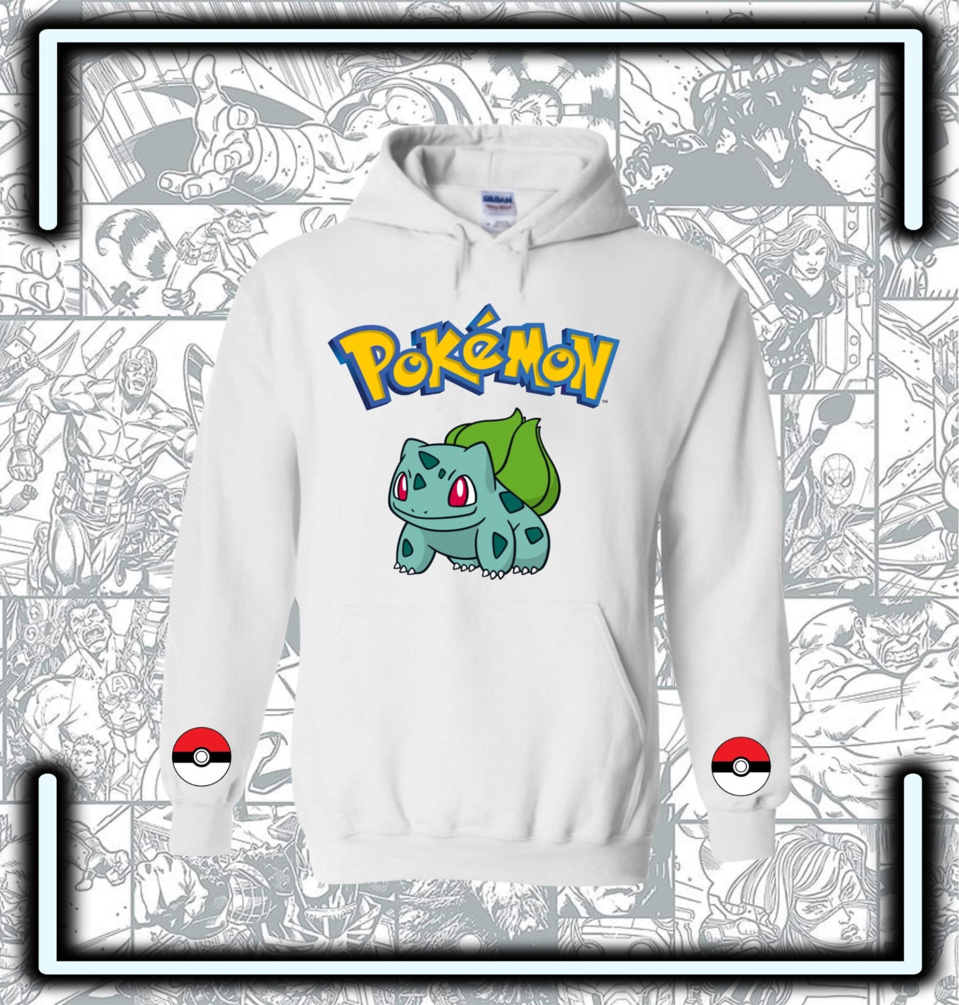 Hoodie Capota Blanco Bulbasaur Pokemón - Comics Store Colombia