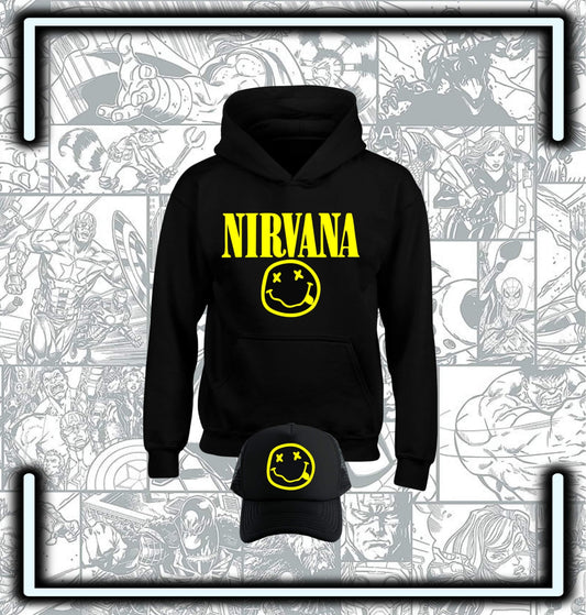 Pack Nirvana Hoodie Capota & Gorra Trucker - Comics Store Colombia